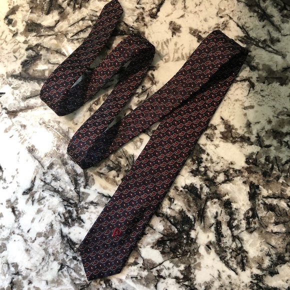 Vintage Pierre Cardin Paisley Motif Navy & Red Necktie Tie - Paris New York - Picture 7 of 7